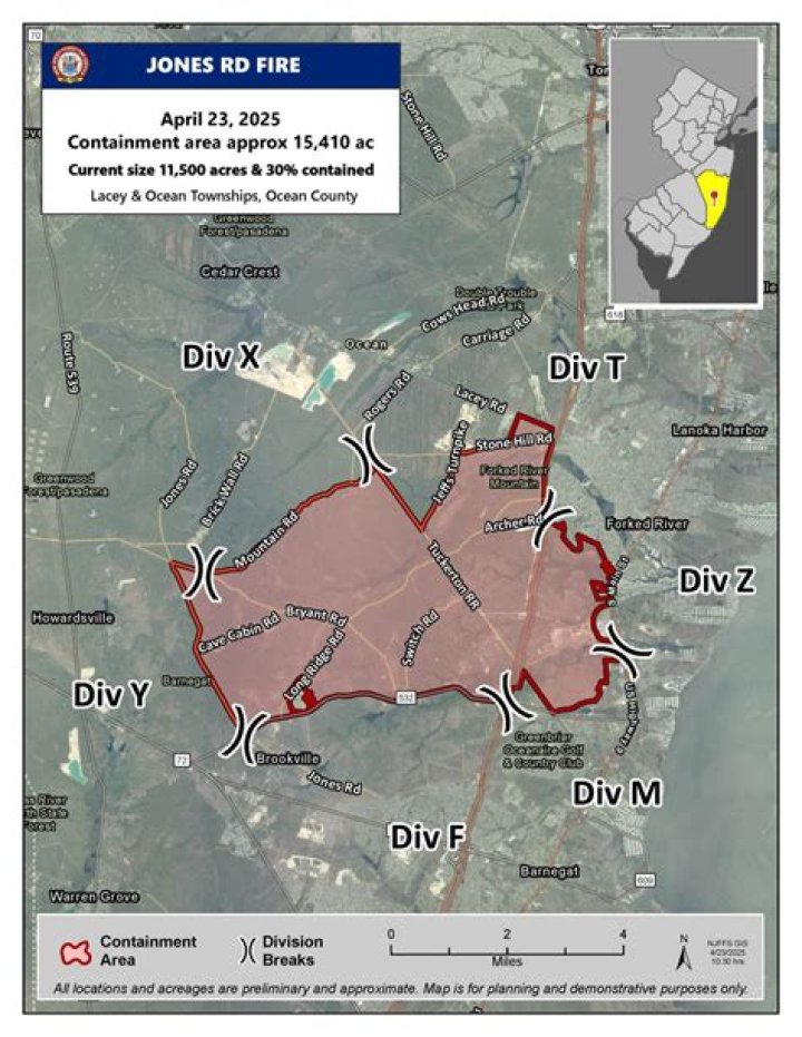 New Jersey wildfire map: ‘Jimmy’s Waterhole Fire’ burns 2,500 acres, 2 towns evacuated